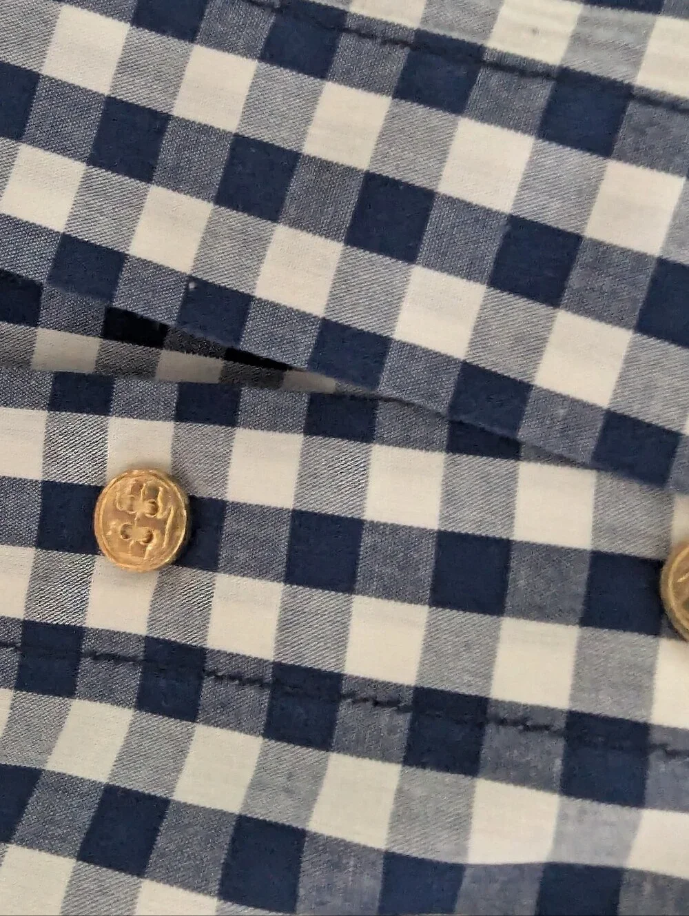Tory Burch Striped Cotton Shirt With Chest Pocket Plaid Gray Size Small